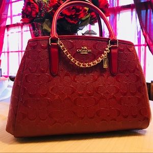 COACH DARK RED SMALL MARGOT CARRYALL